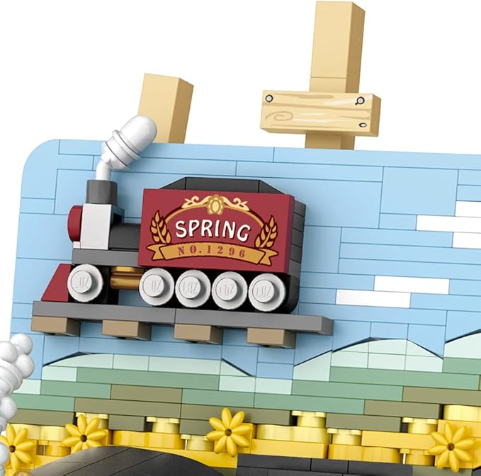LOZ 1296 Mini Blocks Building Sets,3D Art Framed Train Station Building Kit,MOC Street View Creative Model Set,Creative DIY Bricks Toys for Adults Boys - 758 PCS (1296)