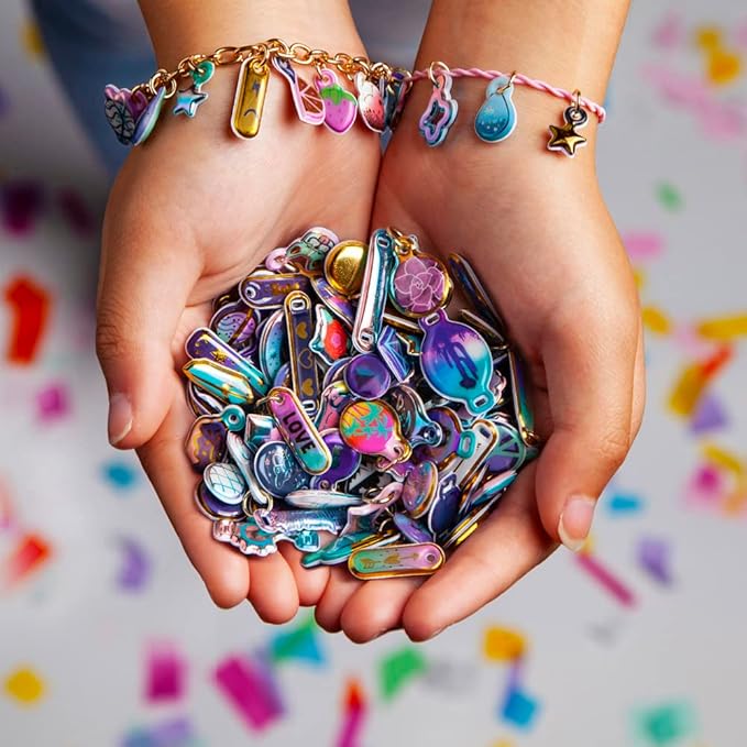 Craft-tastic — DIY Charmtopia — Craft Kit — Fun & Easy DIY Puffy Sticker Charms — Includes Materials to Design Bracelets, Necklaces, Hair Pins, Rings & More — Jewelry Making Gift - Ages 10+