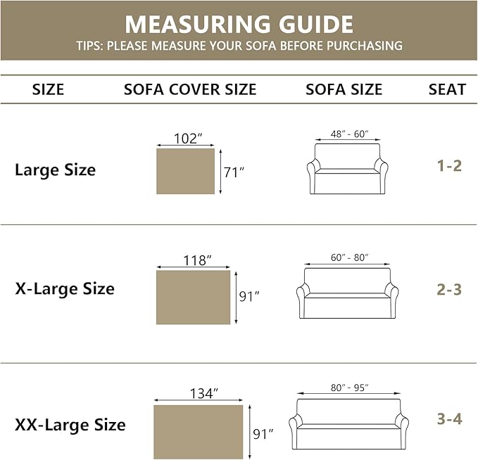 MYSKY HOME Dog Sofa Covers Khaki Couch Cover for 2 Cushion Couch Sofa Tassel Edge L-Shaped Sofa Slipcovers, Loveseat Couch Cushion Cover, Sofa Throw Covers, Furniture Covers for Pets, 91"x 118"