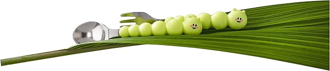 melii Caterpillar Spoon and Fork Utensil Set for Toddlers - BPA-Free Silicone and Stainless Steel Kids Utensils - Ergonomic, Easy-Grip Design for Fun & Safe Eating for Children