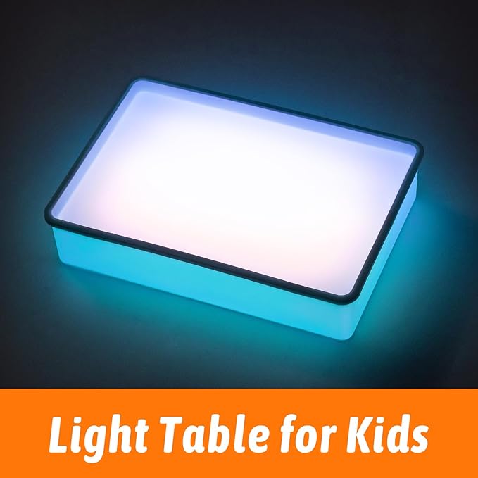 PreTrans Sand Painting Light Box – Kids’ Light Table for Creative Art, 3 Color Temperatures & 10 Brightness Levels, Classroom & Home Use - Blue