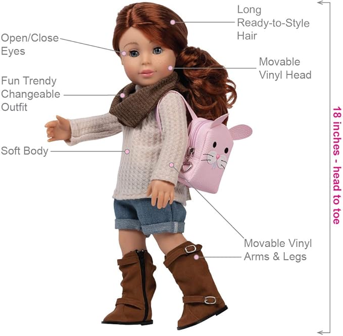 Adora Amazon Exclusive Sweet 18" Doll Collection Amazing Girls - Sweater Weather Sam in Fun Trendy Changeable Outfit, Birthday Gift For Ages 6+ - Sam