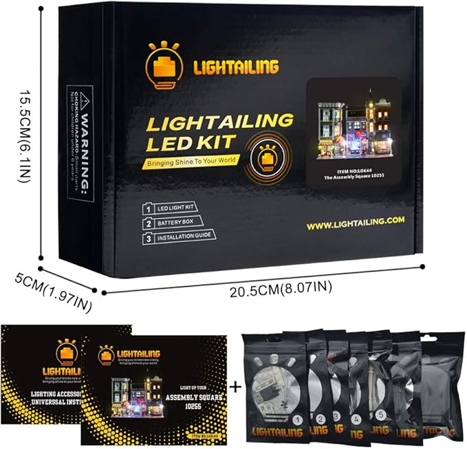LIGHTAILING Light Set for (Creator Expert The Assembly Square) Building Blocks Model - Led Light kit Compatible with Lego 10255(NOT Included The Model)