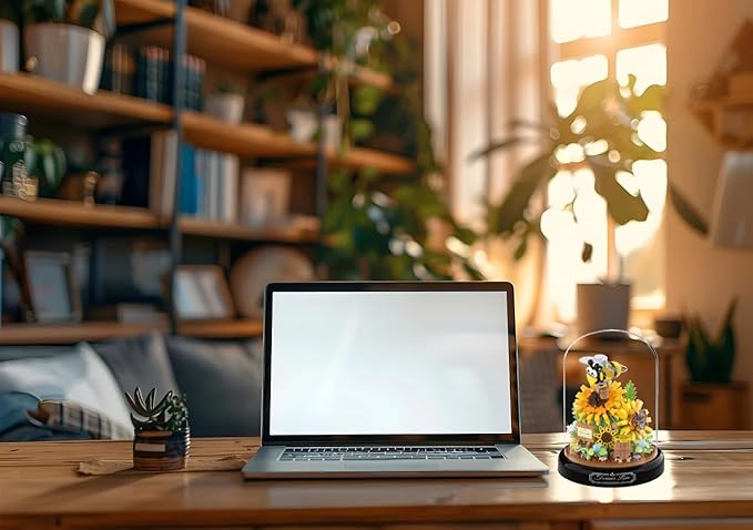 Bee Garden Building Blocks Set - 548 PCS Mini Brick Blocks with Base and Dust Cover, Artifical Flower Office Home Décor for Mother Friend Girlfriend