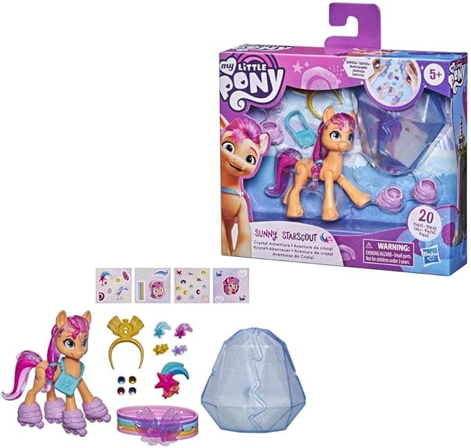 My Little Pony: A New Generation Movie Crystal Adventure Sunny Starscout - 3-Inch Orange Pony Toy, Surprise Accessories, Bracelet, Kids Easter Basket Stuffers (Accessory Colors May Vary)