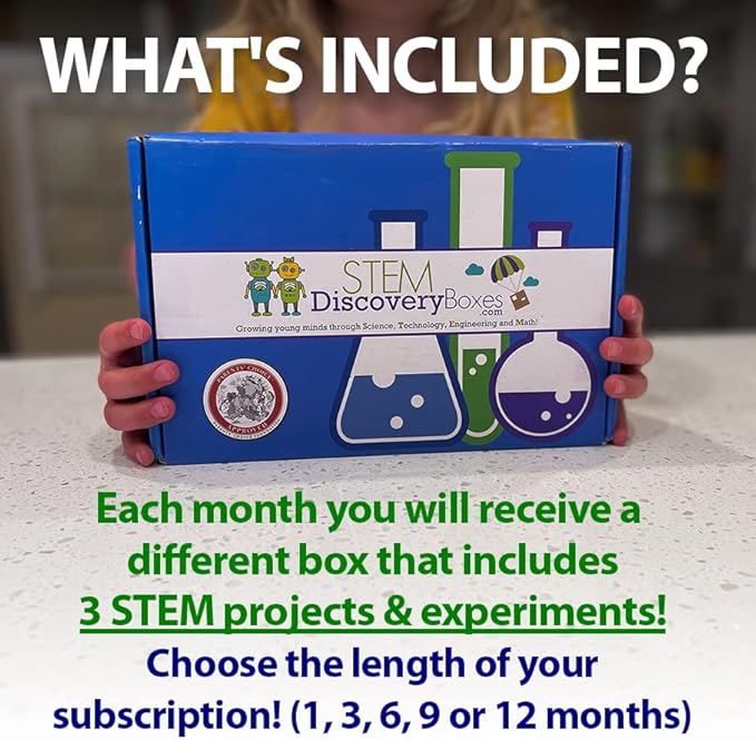 STEM Discovery Box 9 Month Subscription with 27 Total STEM Projects - Educational Science Technology Engineering Learning Lab - Kids Experiment Activity Build Sets - Girls & Boys Children Age 7 - Teen