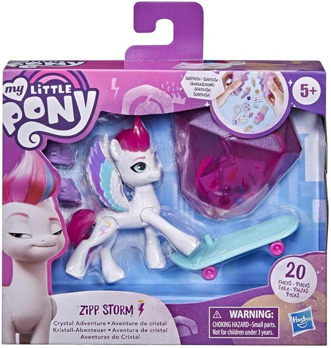 My Little Pony: A New Generation Movie Crystal Adventure Zipp Storm - 3-Inch White Pony Toy with Surprise Accessories, Friendship Bracelet