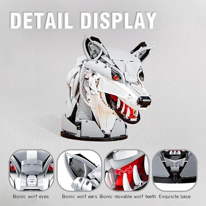 DAHONPA Wolf Head Creative Decoration Series Animal Building Blocks Set（992 PCS） Gift for Adults and Kids, Room Desk Decor or Wall Hanging