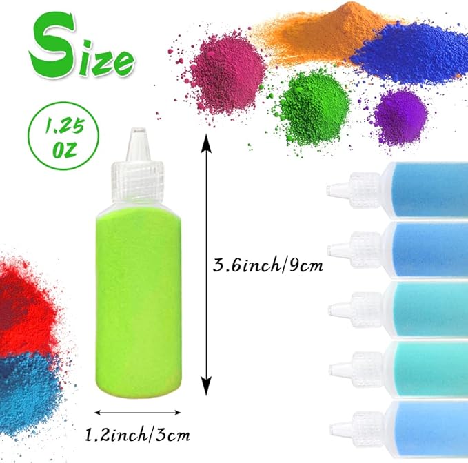 Dshengoo 36 Colors Art Sand,DIY Arts and Crafts Sand Kit,Scenic Sand Kits for Kid's Painting,DIY Drawing,Wedding Decoration,Vase Glass Sand,1.25oz Bottles,36pack