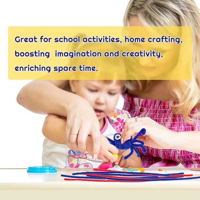 60 Blue Pipe Cleaners, Chenille Stem Craft Supplies for Creative Home Decoration Projects