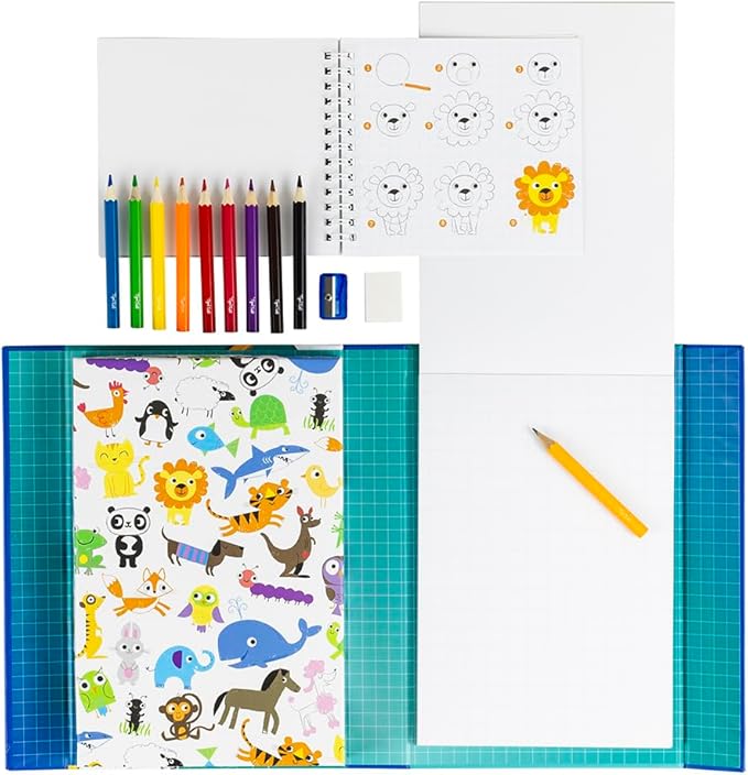 Tiger Tribe: How to Draw - Animals - Creative Artistic Set, Step-by-Step Guide, Color Pencils, Art Sketch Pad, Store Inside Case, Kids Ages 5+