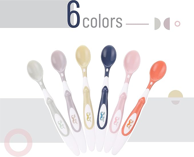 Mr. Pen- Baby Spoons, 6 Pack, Soft-Tip Silicone Baby Spoon, Silicone Spoons Baby, Spoon for Baby, Baby Spoons First Stage, Infant Feeding Spoons, Baby Food Spoons, Baby Feeding Spoon, Toddler Spoon