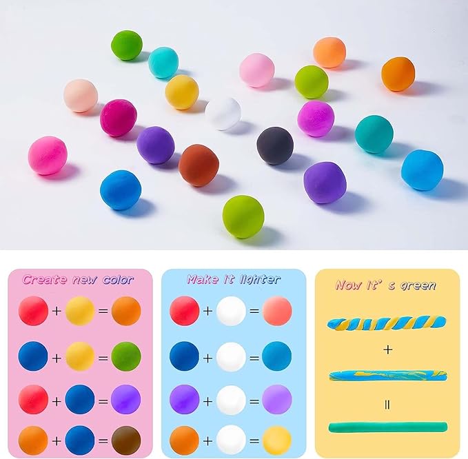 Modeling Clay Kit, 24 Colors Air Dry Clay for Kids, Magic Foam DIY Clay with Sculpting Tools, Ultra Light & Soft Clay, Safe & Non-Toxic Self Drying, Gift for Boys and Girls by AORZOV