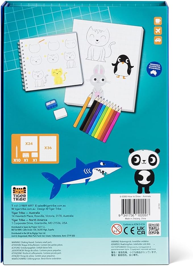 Tiger Tribe: How to Draw - Animals - Creative Artistic Set, Step-by-Step Guide, Color Pencils, Art Sketch Pad, Store Inside Case, Kids Ages 5+