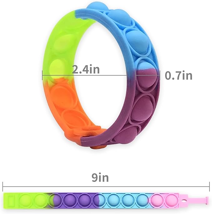 Pop Bracelet Fidget Toy, 20Pcs Multi-Color Bracelet Popular Wristband Fidget Watch is Suitable for Children and Adults Stress and Anxiety Relief Wristband (20 PCS)(pop toy)