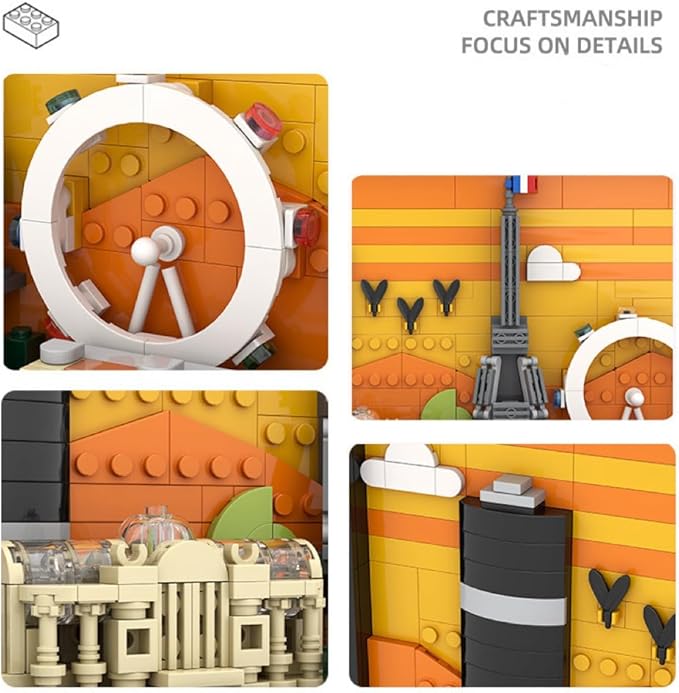 TUTU&LELE Postcard Paris, 3D Wall Art Craft Kit, Wall Art Architecture Skyline Model Kit, Office Home Décor, Architecture Building Blocks for Adults and Kids (598Pieces)