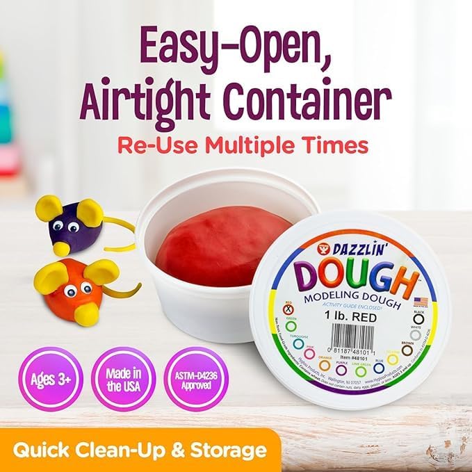 Hygloss Play Modeling Dough - Pink and Red Dough Unscented - Safe & Non-Toxic for Kids Arts & Crafts - Party Favors – Valentine’s and Classroom Supplies - 2lb Total