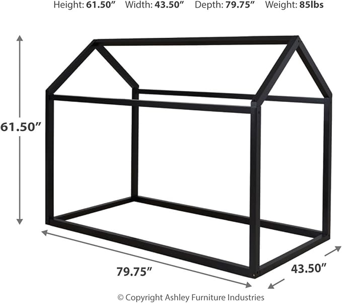 Signature Design by Ashley Flannibrook Contemporary House Bed Frame, Twin, Black