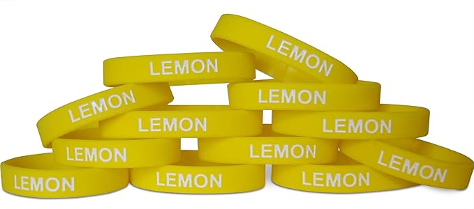 Novel Merk Lemon Yellow Party Favor & School Carnival Prize Silicone Rubber Band Wristband Bracelet (12 pieces)