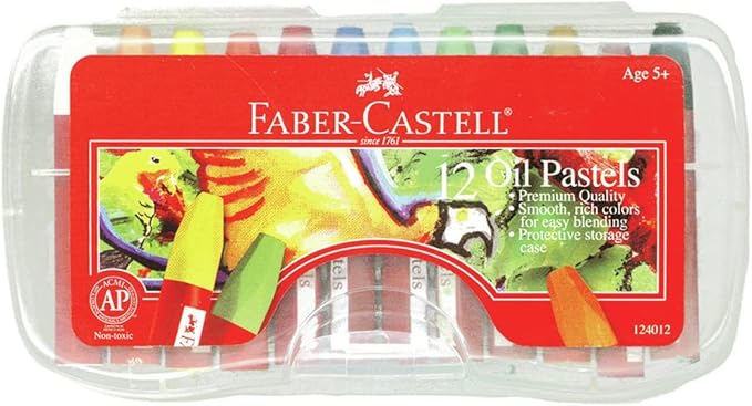 Faber-Castell Blendable Oil Pastels In Durable Storage Case- 12 Vibrant Colors - Non-Toxic Pastels for Kids