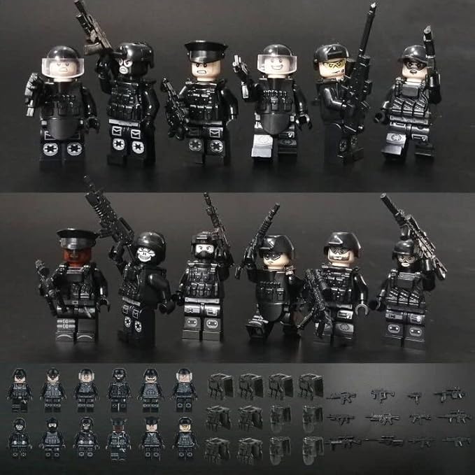 Toysvill SWAT Military Police Building Block Set for Kids | SUV + Soldiers Minifigures (22 PCS) with Weapons and Accessories Gift