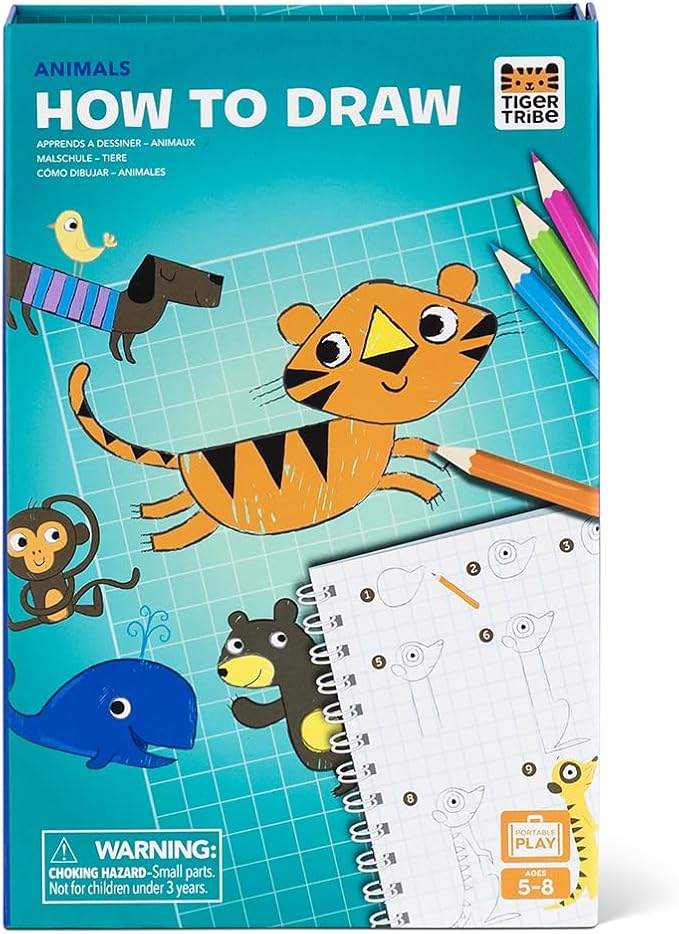 Tiger Tribe: How to Draw - Animals - Creative Artistic Set, Step-by-Step Guide, Color Pencils, Art Sketch Pad, Store Inside Case, Kids Ages 5+