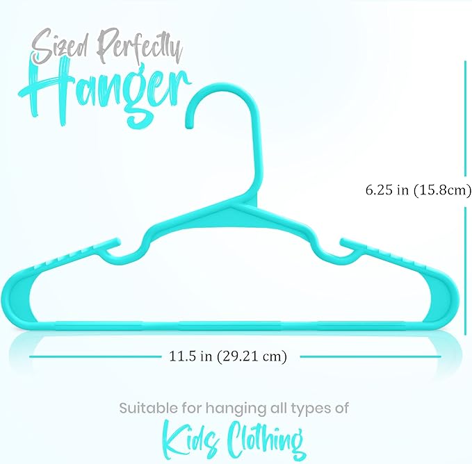Utopia Home 40 Pack Kids Hangers - 11.5 Inch Plastic Baby Hangers for Closet - Childrens Hanger for Clothes & Infant Hanger for Closet - Ideal for Everyday Standard Use (Teal)