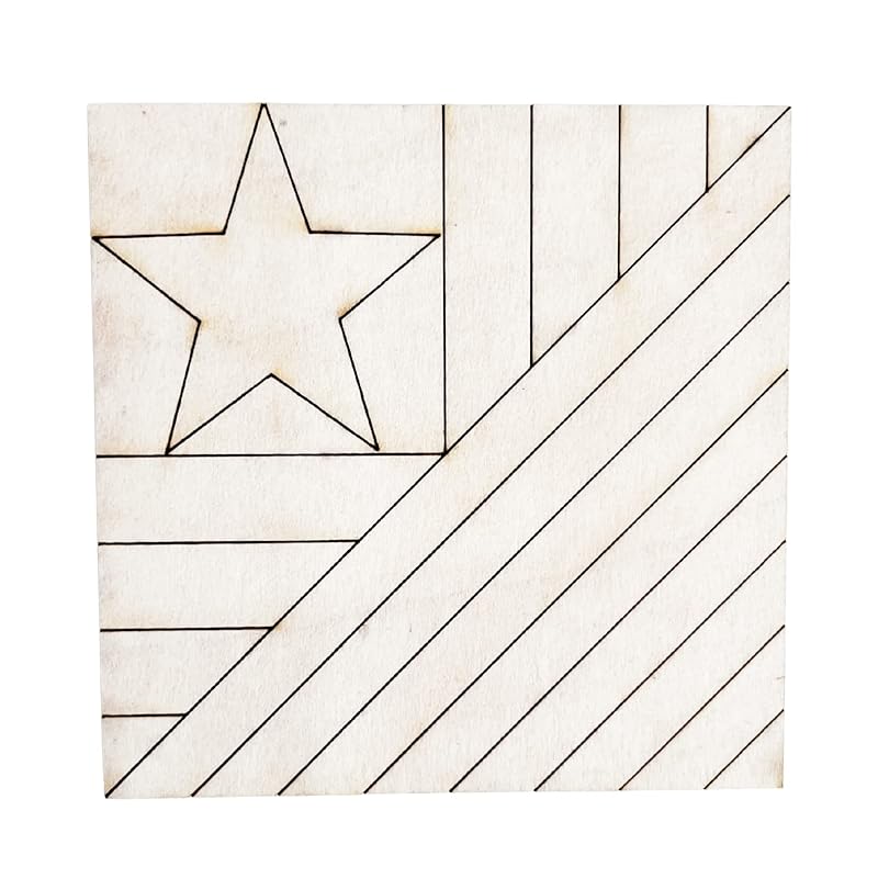 Patriotic Wooden Barn Quilt Kit, DIY Craft Painting Kit for Adults, America Barn Quilts Sign Block (12 inches, Flag with Star)