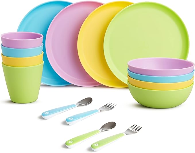 Munchkin® 16pc Baby and Toddler Feeding Supplies Set - Includes Plates, Bowls, Cups and Utensils