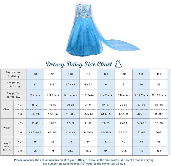 Dressy Daisy Toddler Little Girls' Ice Princess Dress Costume Birthday Halloween Christmas Fancy Party Dresses