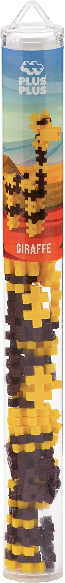 Plus Plus 3D Animal Figure Building Block Set, 70 Mini Interlocking Puzzle Pieces, Fun Stem Toys for Kids - Giraffe Maker Tube