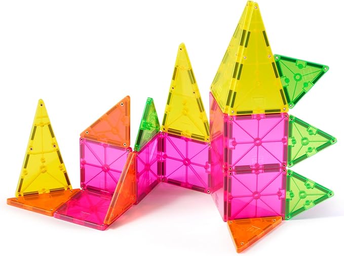 MAGNA-TILES Color Shop NEON 20-Piece Magnetic Construction Set, The Original Magnetic Building Brand