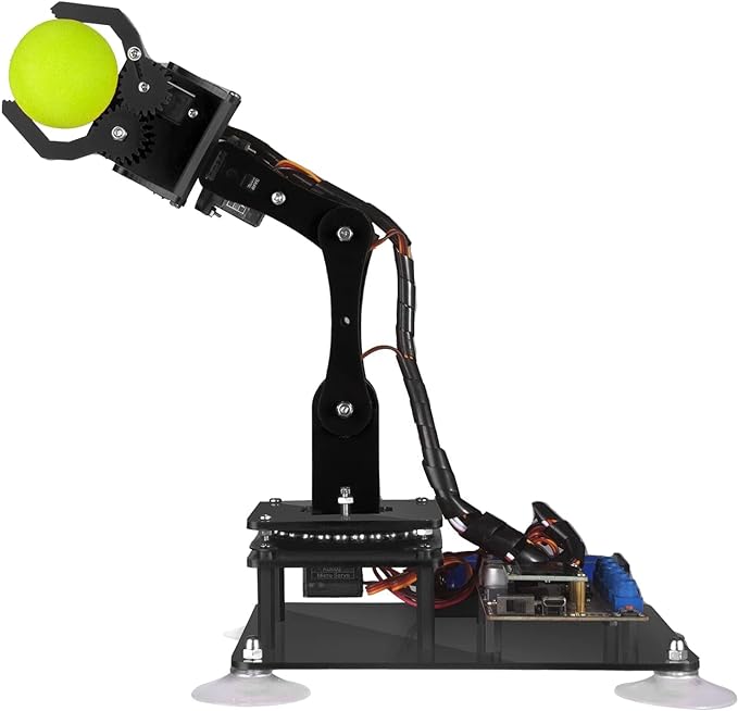 Adeept 5DOF Robotic Arm Kit Compatible with Arduino IDE, Programmable DIY Coding STEM Educational 5 Axis Build Robot Arm, Robot Starter Kit with OLED Display Processing Code and Tutorials - Black