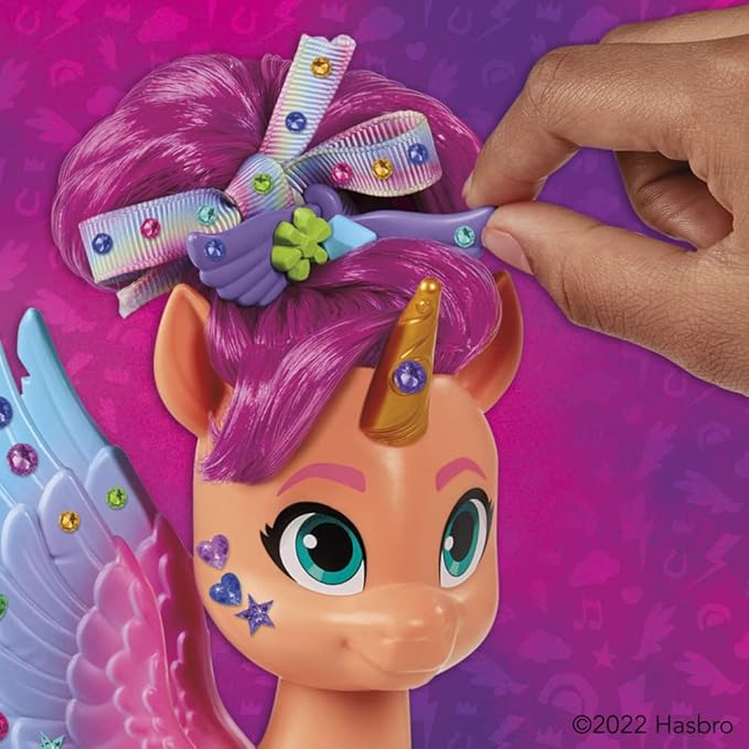 My Little Pony Toys: Make Your Mark Sunny Starscout Ribbon Hairstyles, 6-Inch Orange Pony Toy, Toys for 5 Year Old Girls and Boys and Up, with Hair Styling Accessories