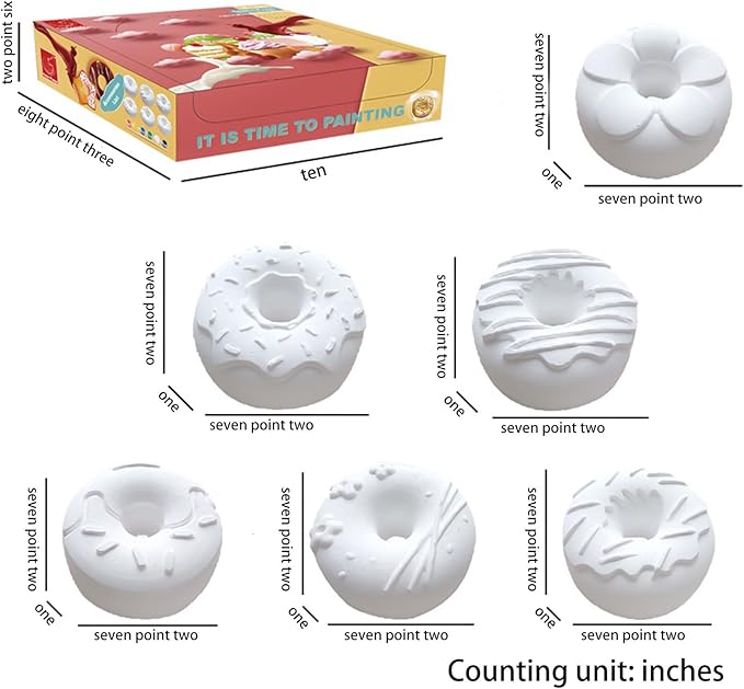 XINJIDUO Painting Interests Doughnut Plaster DIY Painting, Dessert Decoration Girl's Heart Plaster Mold, paintable Plaster Figurine Painting Craft Toy.