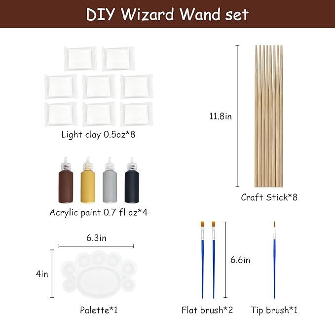 Magic Wand Making Kit for Kids Adults DIY Craft Set Wizard Birthday Party Supplies Make Your Own Wands 24-Piece