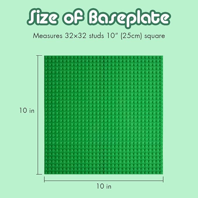 Lekebaby Classic Baseplates Building Base Plates for Building Bricks 100% Compatible with Major Brands-Baseplates 10" x 10",Age 3 and up, Pack of 6