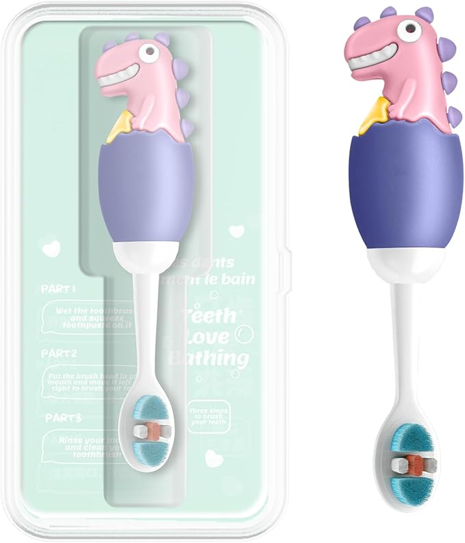 Kids Manual Toothbrush, Extra Soft Bristle Toddler Toothbrush with 10000 Bristles, Kids Travel Toothbrush Designed for Delicate Teeth & Gums for Children 2-7 Years (Purple)