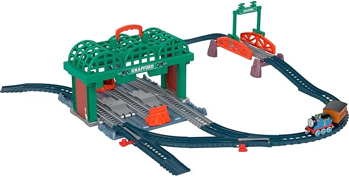 Thomas & Friends Diecast Toy Train & Track Set Knapford Station 2-in-1 Playset & Storage Case for Preschool Kids Ages 3+ Years
