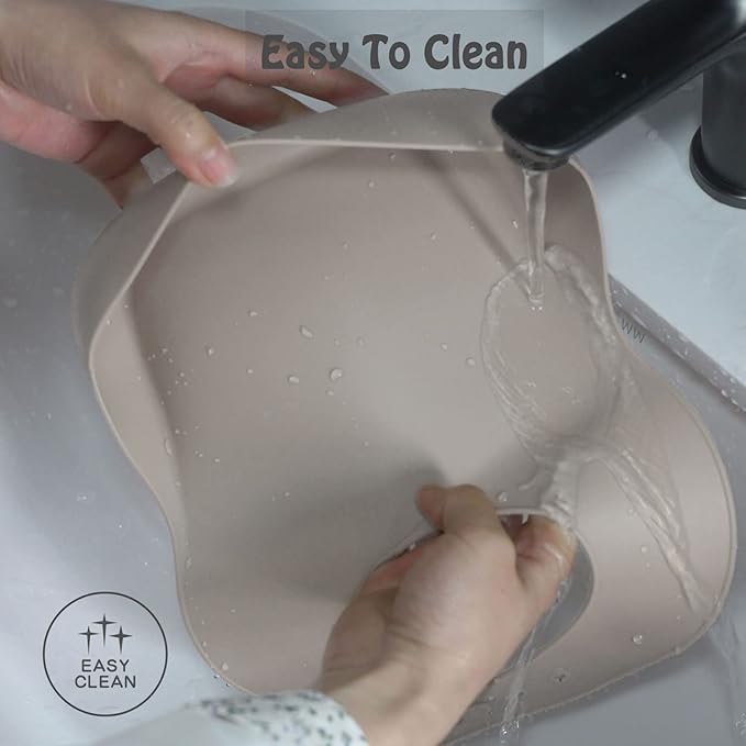 Ginbear Baby Bowls with Suction, Silicone Bibs, Baby Spoons, Baby Led Weaning Supplies, Toddler Feeding Set for Ages 6 Months+ (Almond)