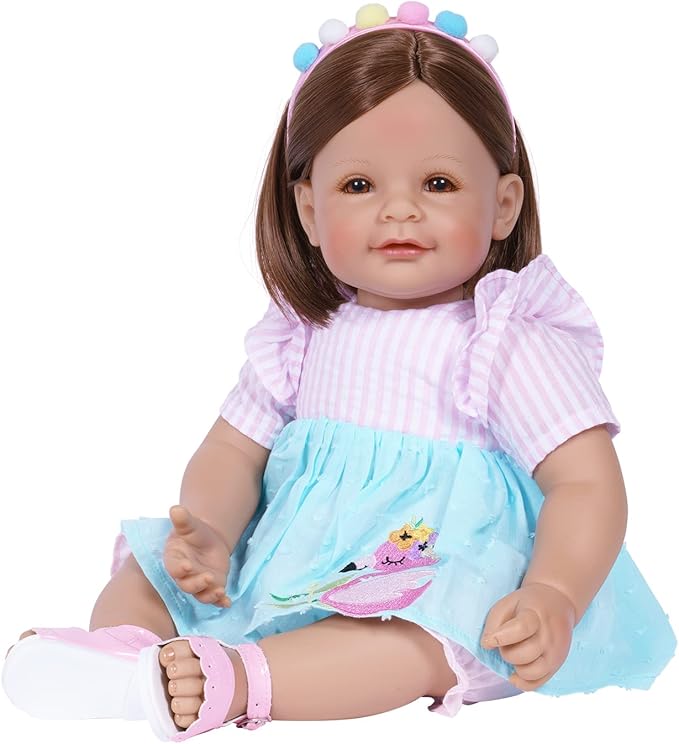 Adora Toddler Time Babies, 20" Premium Doll with Hand Painted Eyelashes and Face, Fresh Baby Powder Scent and Removable Clothing, Birthday Gift for Ages 6+ - Summer Flamingo