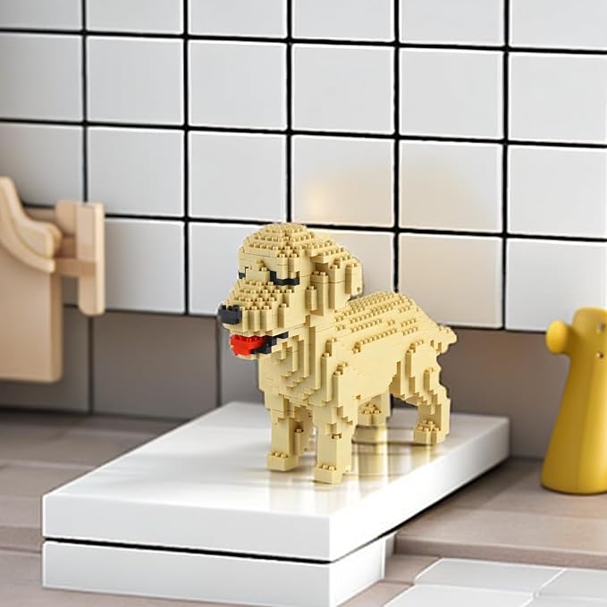 Larcele Micro Dog Building Blocks Mini Pet Building Toy Bricks,950 Pieces KLJM-02 (Golden Retriever)