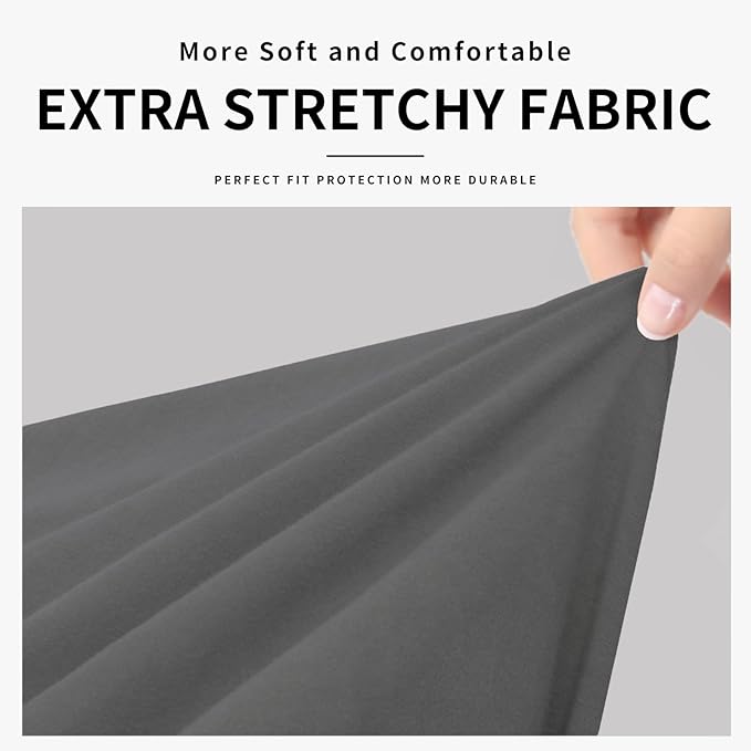 Easy-Going 100% Dual Waterproof Stretch Soft Couch Cover for Dogs, Sofa Slipcover for 3 Separate Cushion Couch Leakproof Furniture Protector for Kids, Pets Gray