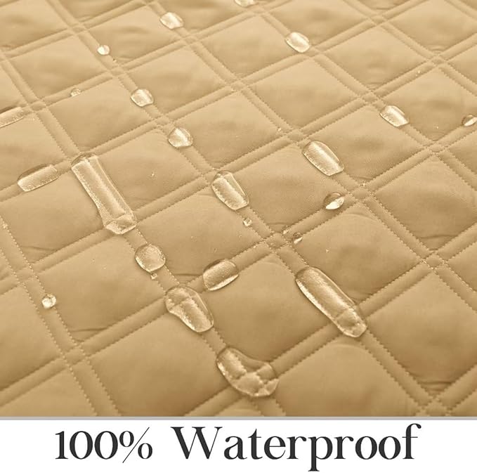 TOMORO Non-Slip Oversized Recliner Cover, 100% Waterproof Quilted Recliner Chair Slipcover Furniture Protector with Pockets, Washable Couch Cover with Elastic Straps for Kids and Pets