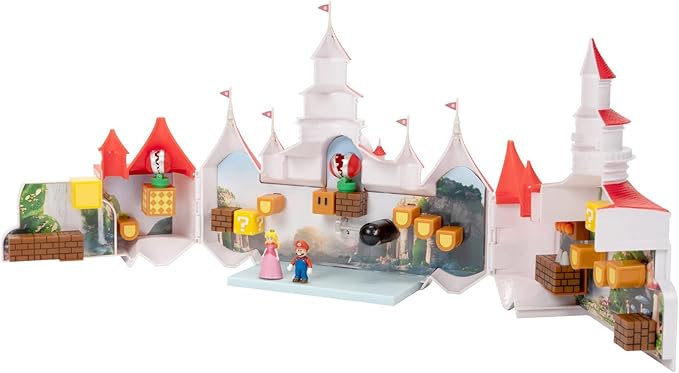 THE SUPER MARIO BROS. MOVIE – Mushroom Kingdom Castle Playset with Mini 1.25” Mario and Princess Peach Figures