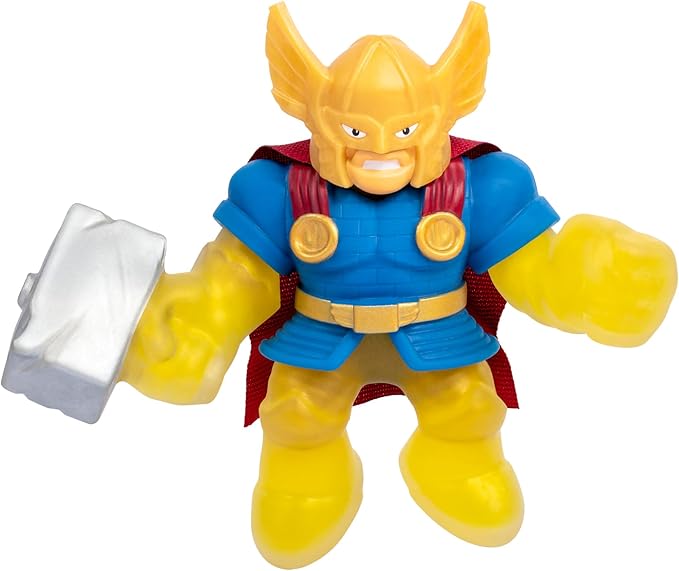 Heroes of Goo Jit Zu Goo Shifters Marvel Edition Stretchy Hero Battle Attack Thor | Super Scrunchy Marvel Toy Figure | Crush The Core | Transform The Color of The Goo | Stretches Up to 3X Its Size