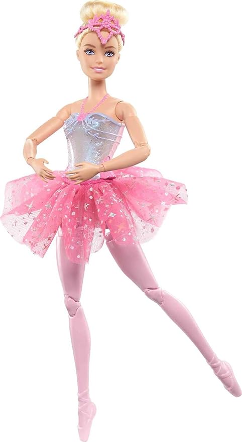 Barbie Dreamtopia Doll, Twinkle Lights Posable Ballerina with 5 Light-Up Shows, Sparkly Pink Tutu, Blonde Hair & Hair Accessory