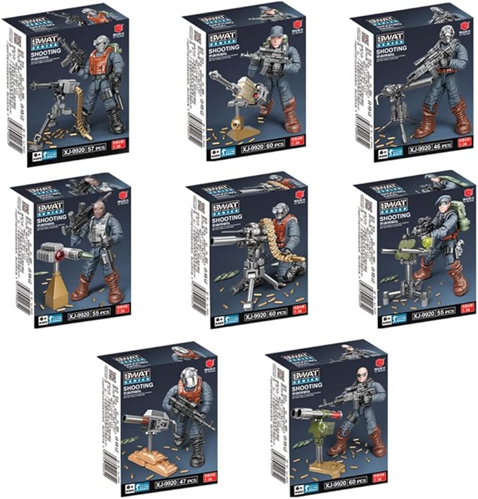 8 PCS Building Block City Policeman Action Mini-Figures with Multiple Military Weapons Accessories SWAT Model Equipment Assembly Building Toys Party Favors Gift for Boys