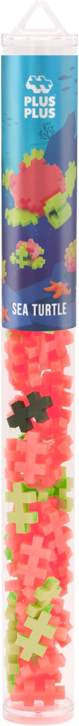 PLUS PLUS 3D Puzzle Building Block Set, 70 Mini Interlocking Pieces, Fun STEM Toys for Kids - Sea Turtle Mini Maker Tube