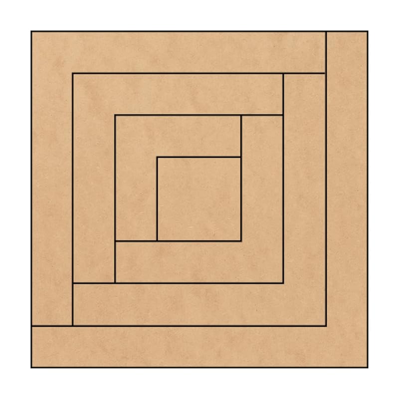 Unfinished Barn Quilt Square Wooden Sign, Country Decor Canvas Quilts Blocks (12 inches, Log Cabin)